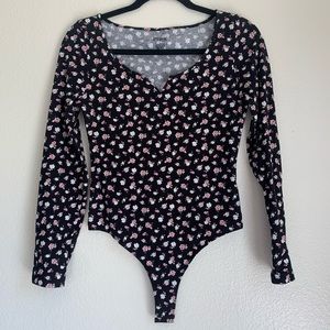 Victoria Secret Pink Long Sleeve Floral Bodysuit